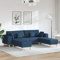 Sofa mit Kissen 3 pcs Blau Stoff