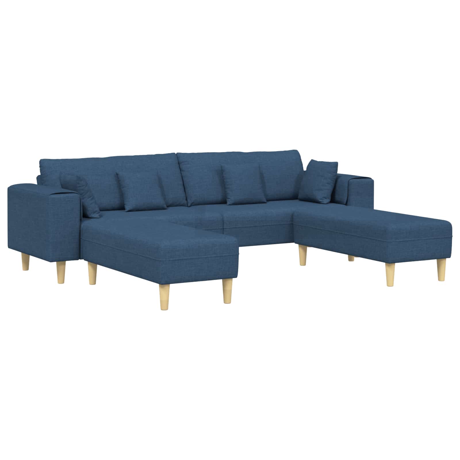 Sofa mit Kissen 3 pcs Blau Stoff