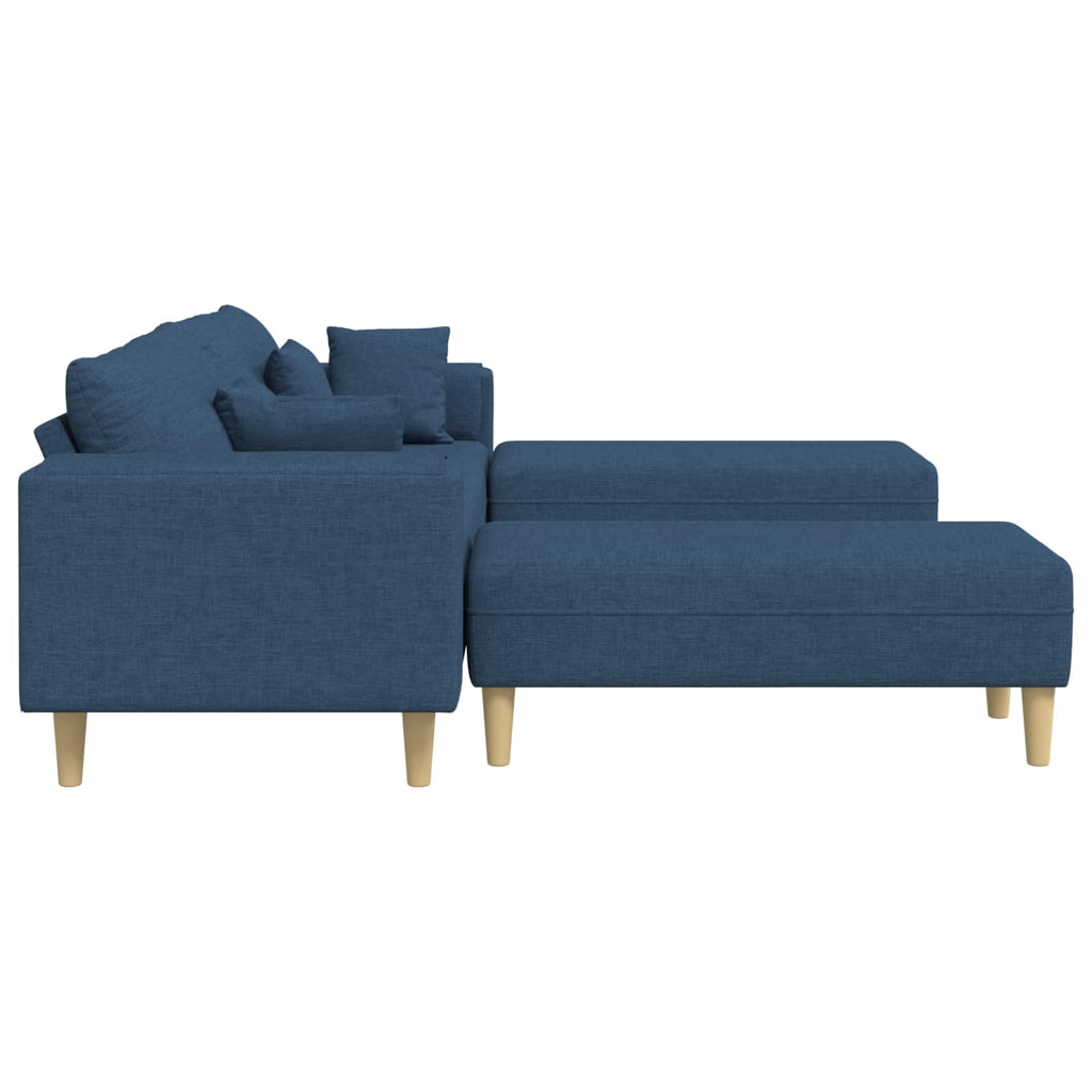 Sofa mit Kissen 3 pcs Blau Stoff
