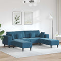Sofa 3 pcs Blau 250 x 188 x 76 cm Samt