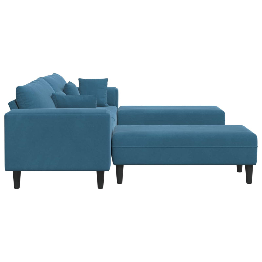 Sofa 3 pcs Blau 250 x 188 x 76 cm Samt