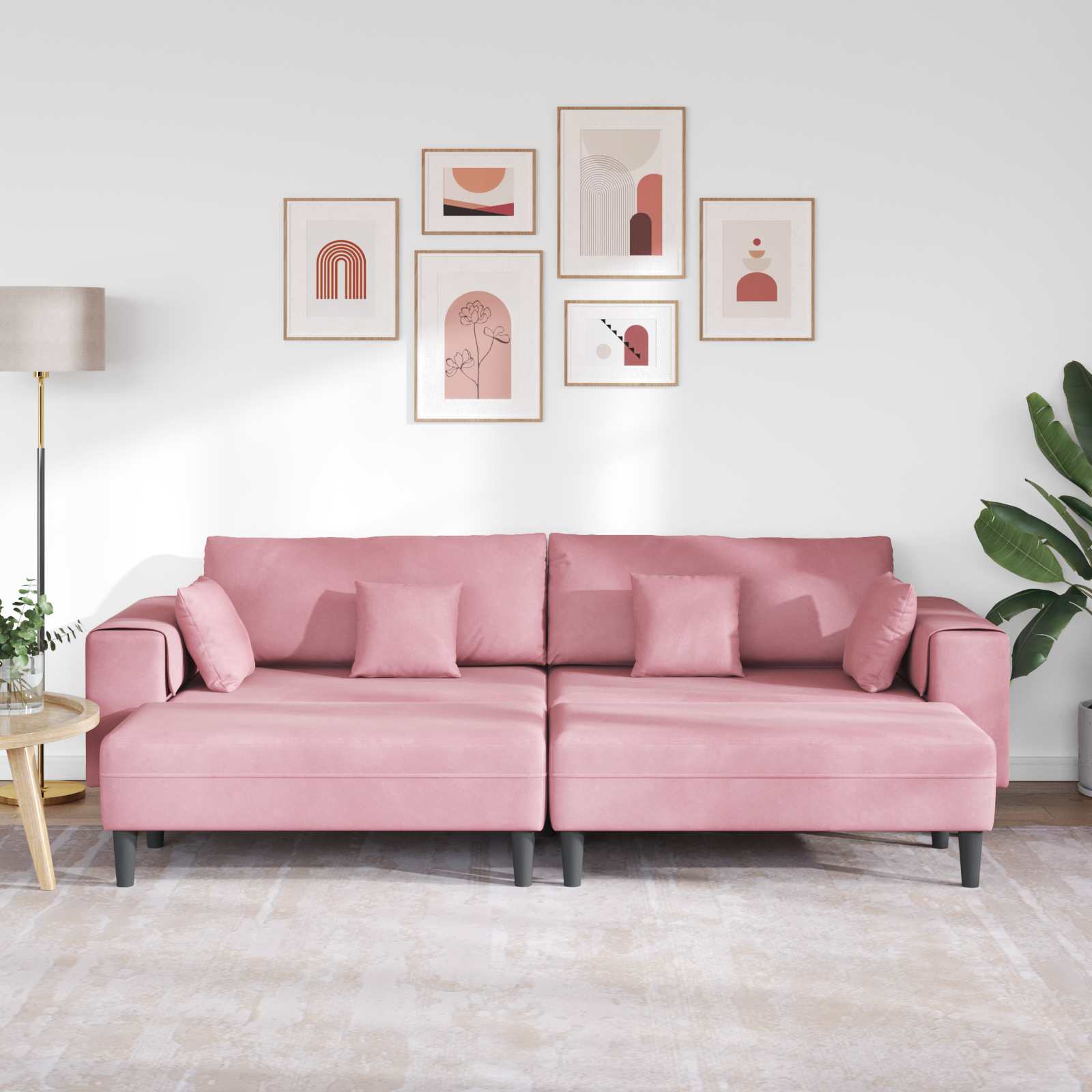 Sofa 3 pcs Rosa 250 x 188 x 76 cm Samt