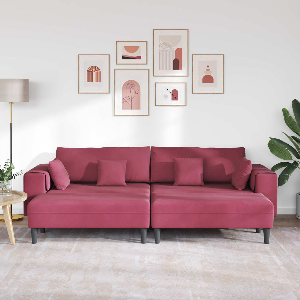 Sofa 3 pcs Weinrot 250 x 188 x 76 cm Samt