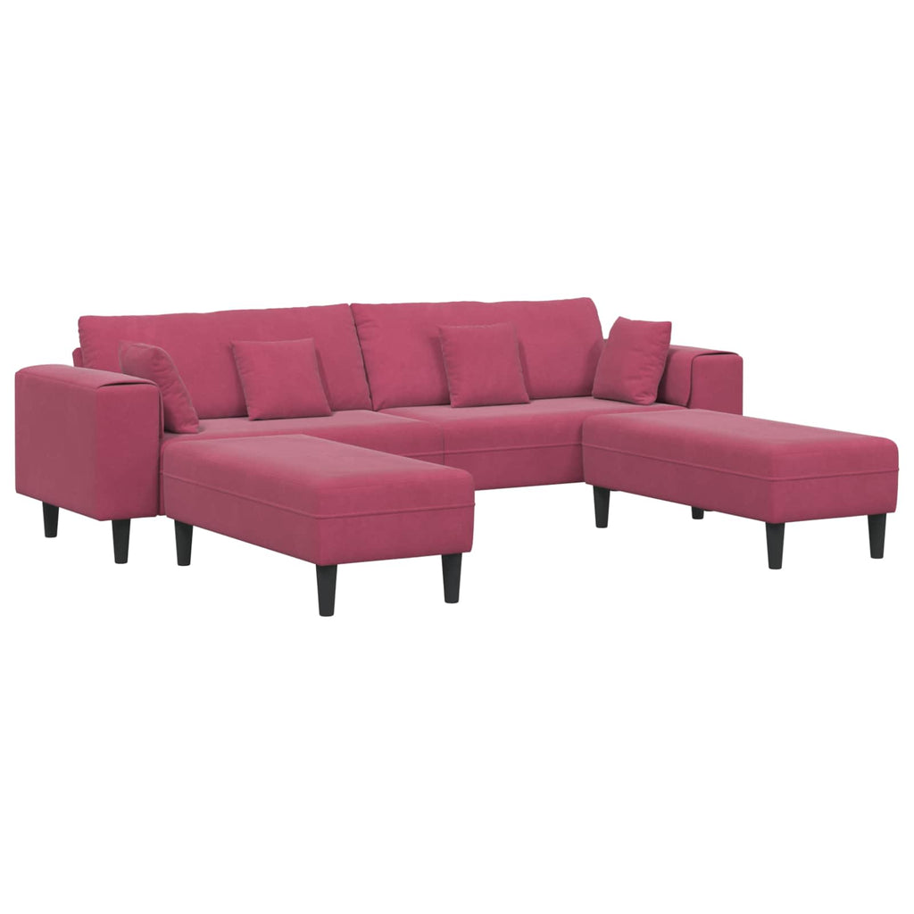 Sofa 3 pcs Weinrot 250 x 188 x 76 cm Samt