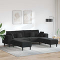 Sofa 3 pcs Schwarz 250 x 188 x 76 cm Samt
