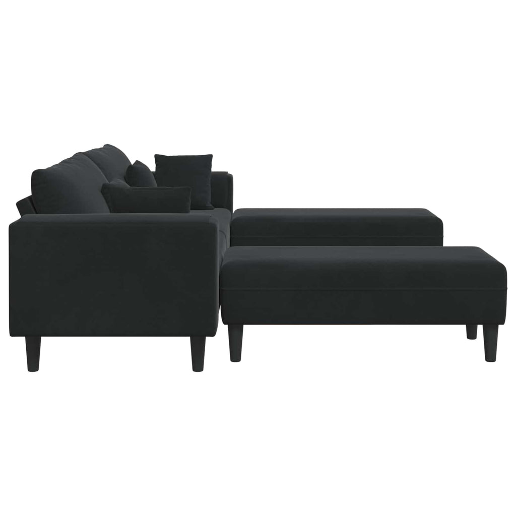 Sofa 3 pcs Schwarz 250 x 188 x 76 cm Samt
