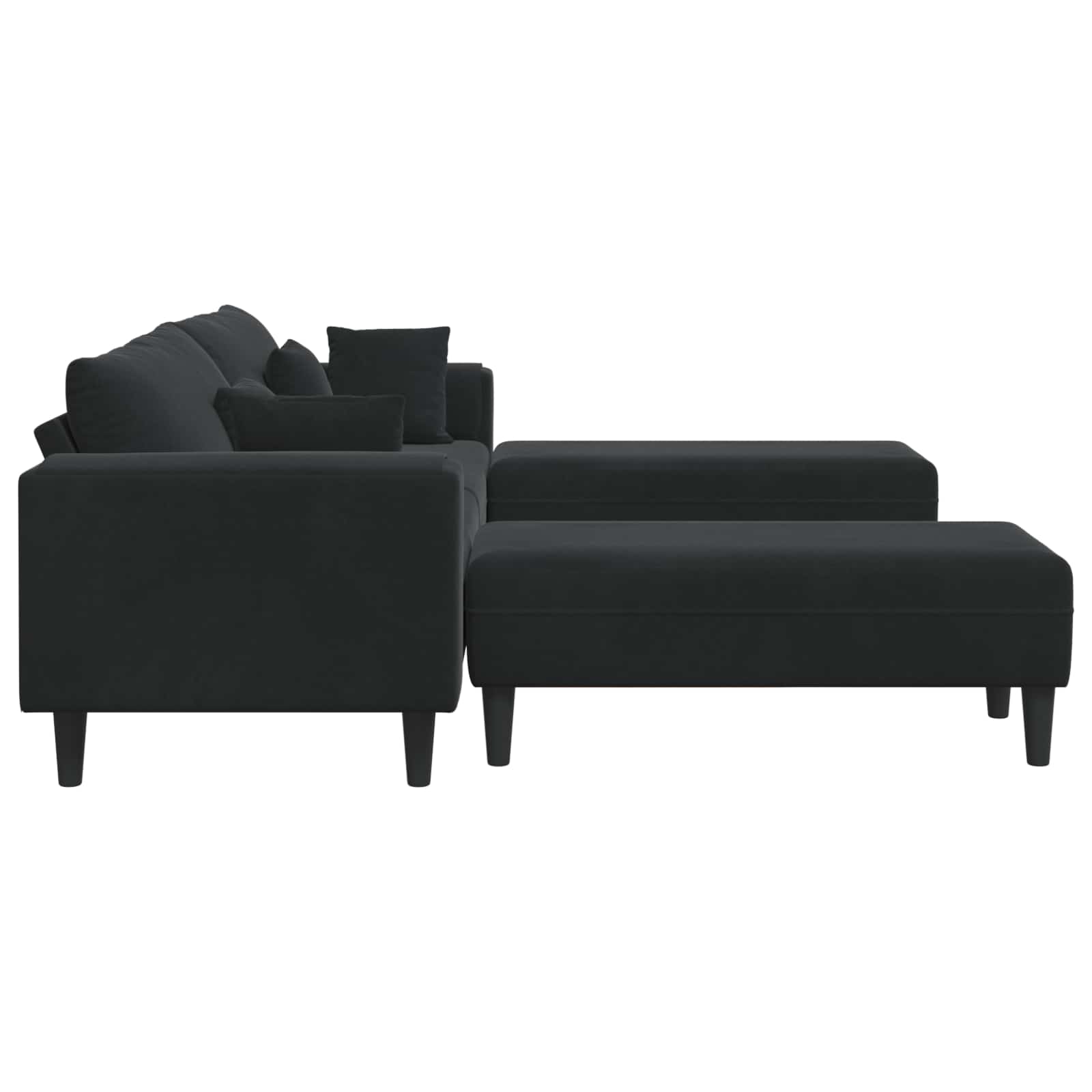 Sofa 3 pcs Schwarz 250 x 188 x 76 cm Samt