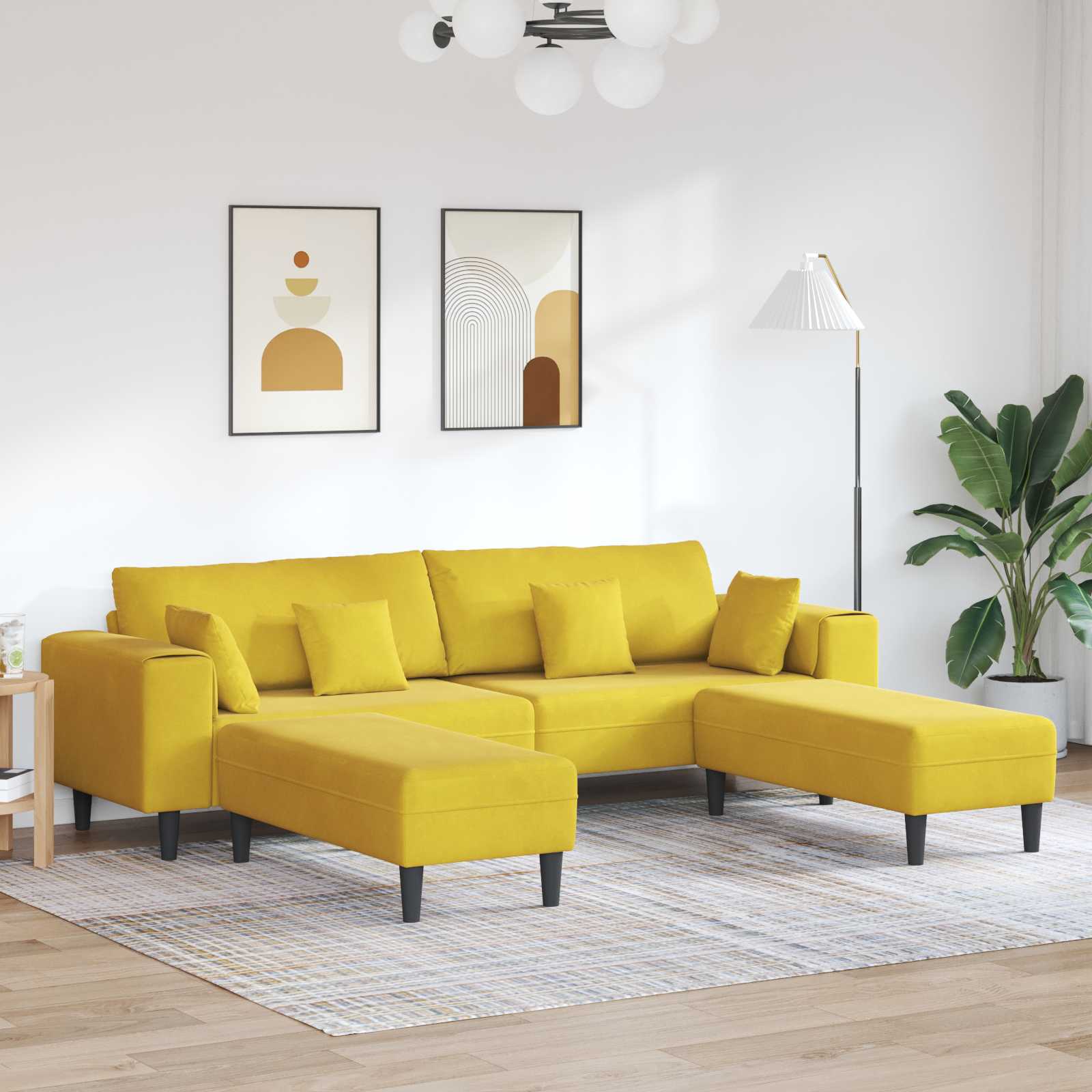 Sofa 3 pcs Gelb 250 x 188 x 76 cm Samt