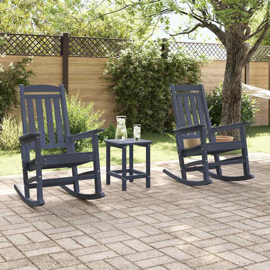 Schaukelstuhl 3 pcs Marineblau Polyethylen