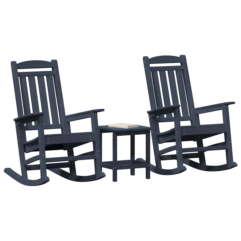 Schaukelstuhl 3 pcs Marineblau Polyethylen