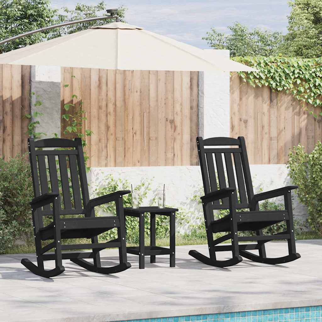 Schaukelstuhl 3 pcs Schwarz Polyethylen