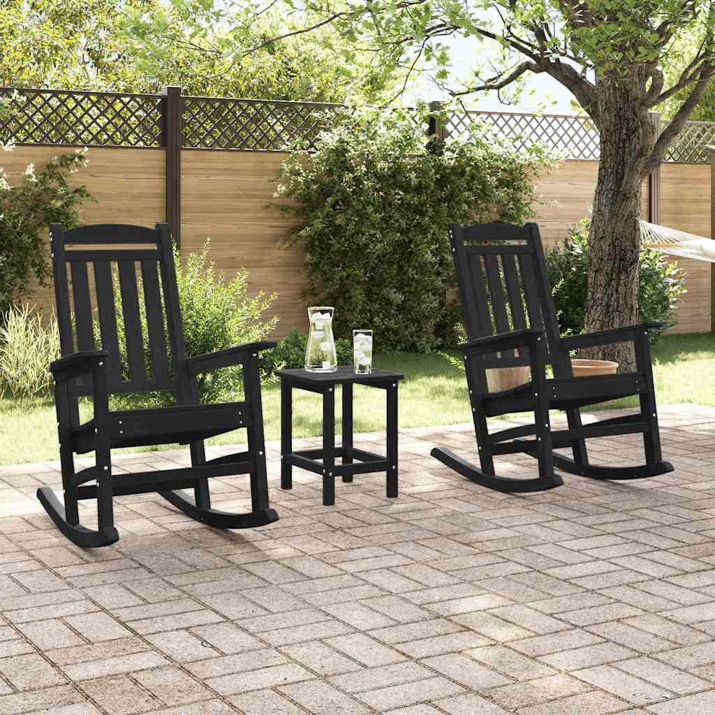 Schaukelstuhl 3 pcs Schwarz Polyethylen