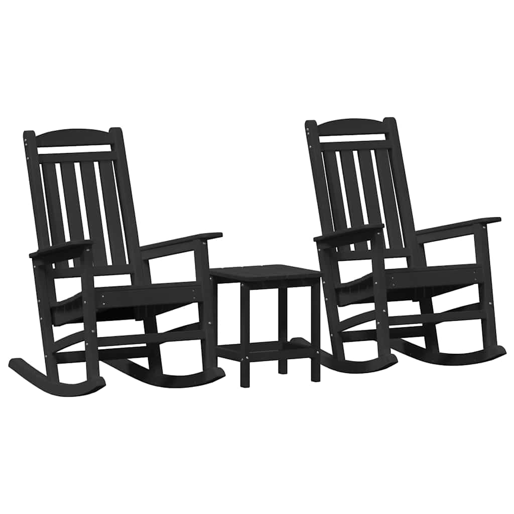 Schaukelstuhl 3 pcs Schwarz Polyethylen