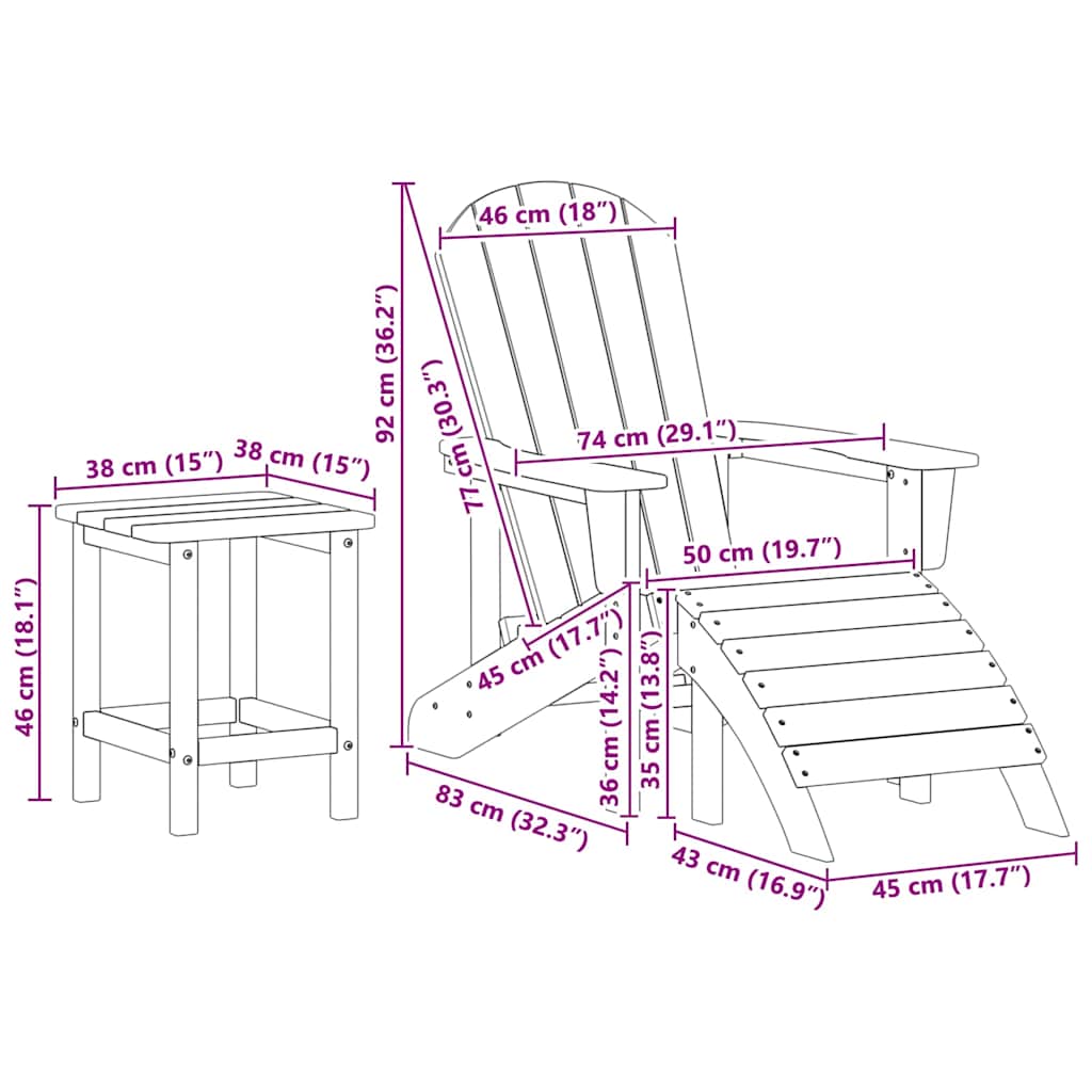 Gartenstuhl 3 pcs Schwarz Polyethylen