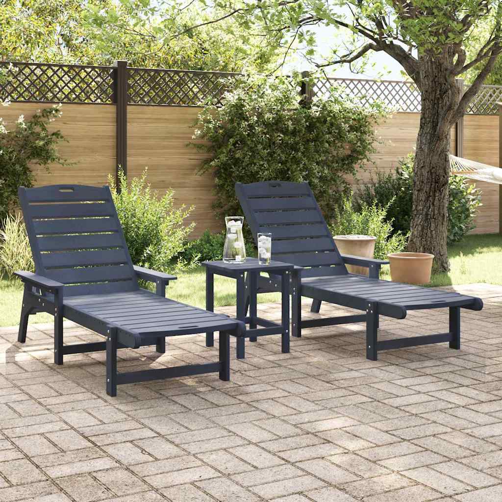 Sonnenliege 2 pcs Marineblau 195,5 x 53 x 98,5 cm Polyethylen
