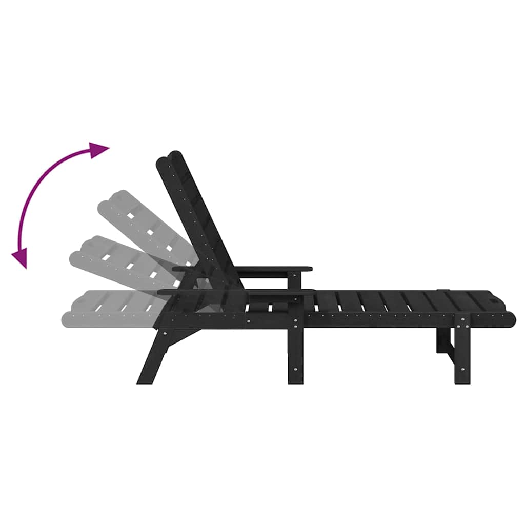 Sonnenliege 2 pcs Schwarz 195,5 x 53 x 98,5 cm Polyethylen