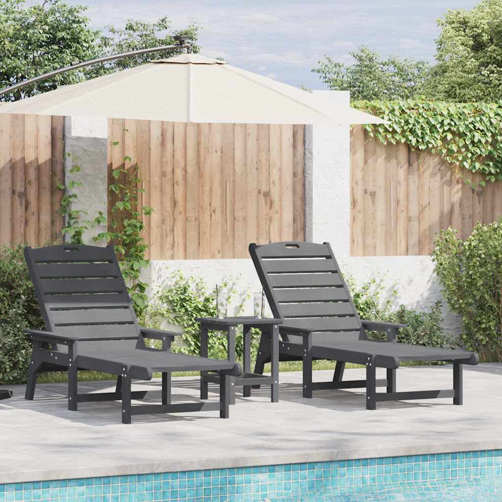 Sonnenliege 2 pcs Hellgrau 195,5 x 53 x 98,5 cm Polyethylen