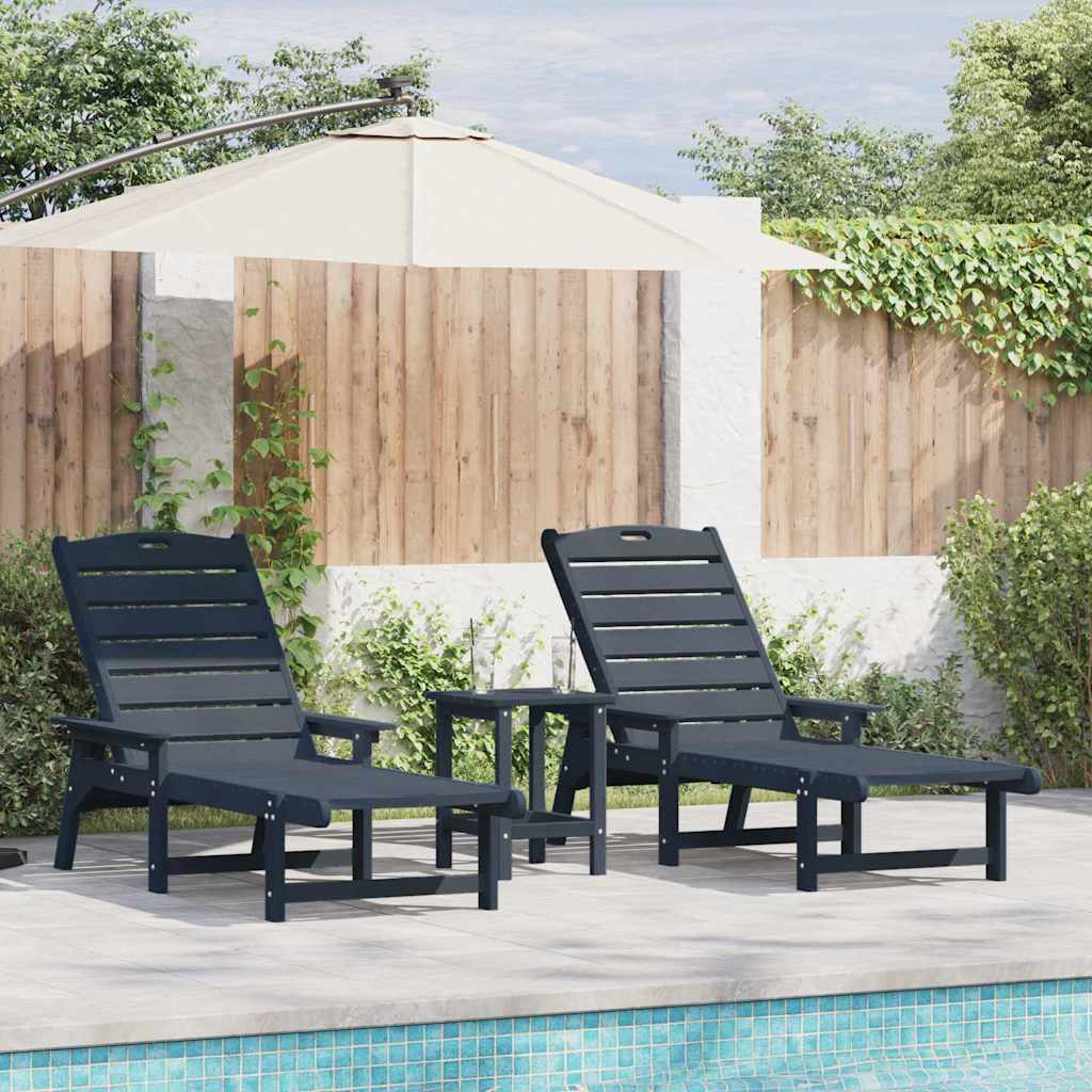 Sonnenliege 3 pcs Marineblau Polyethylen