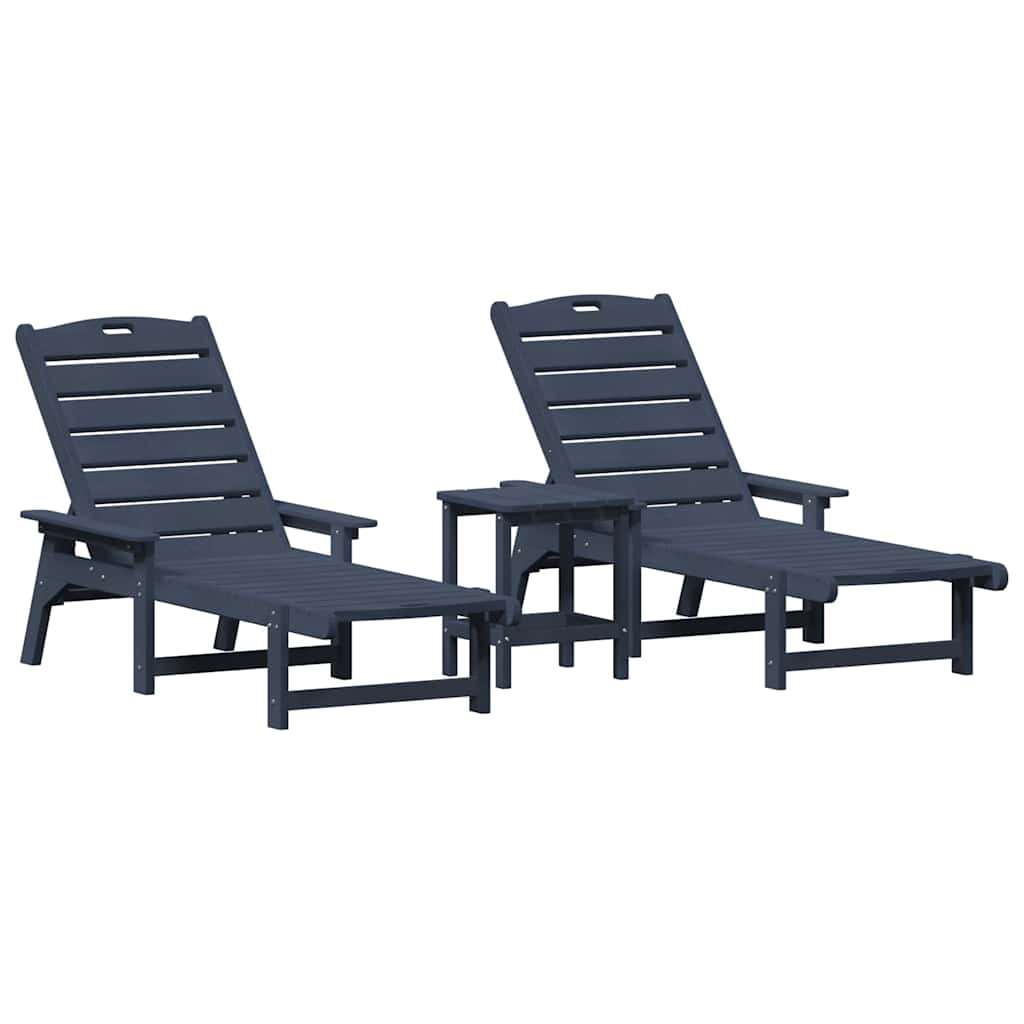 Sonnenliege 3 pcs Marineblau Polyethylen