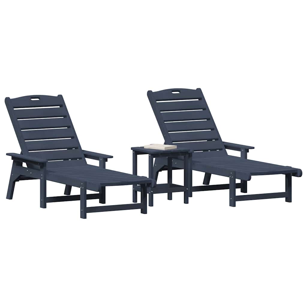 Sonnenliege 3 pcs Marineblau Polyethylen