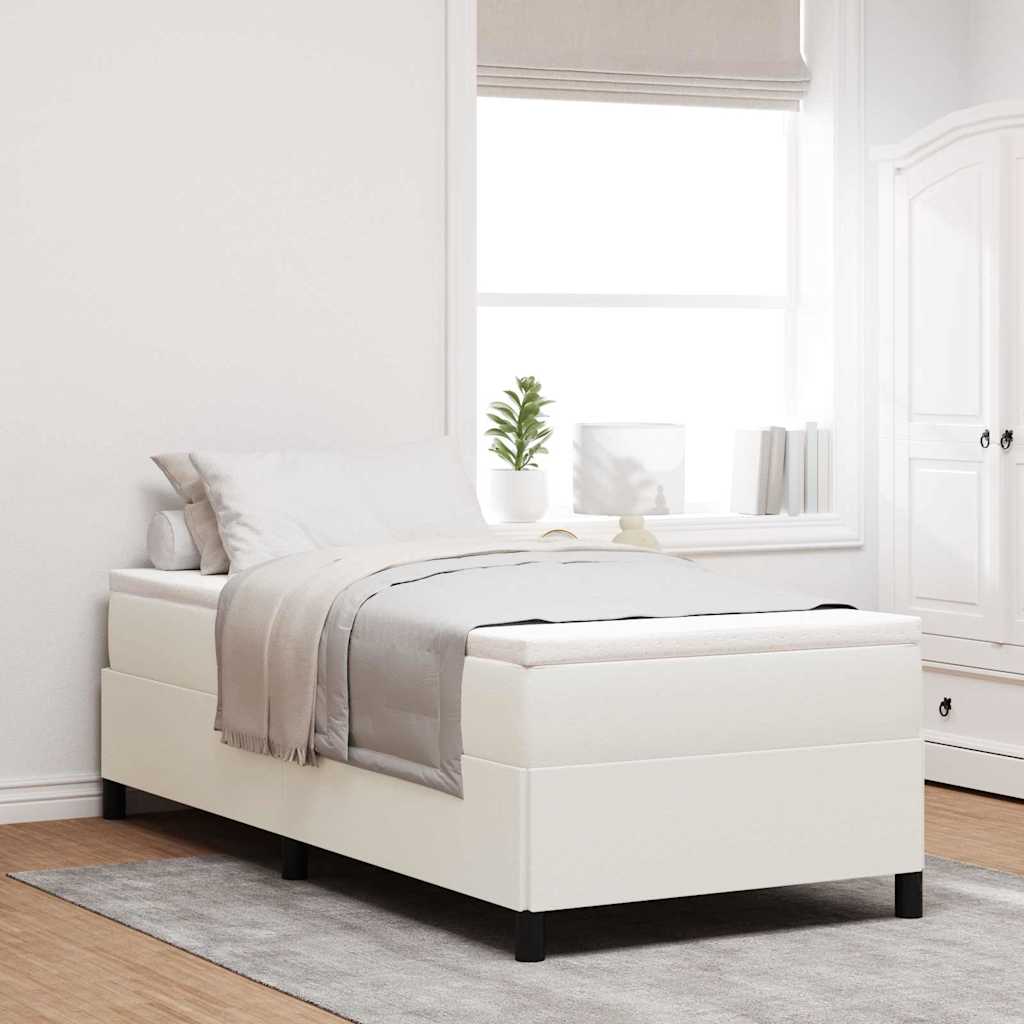 Boxspringbett Creme 80 x 200 cm Cordstoff