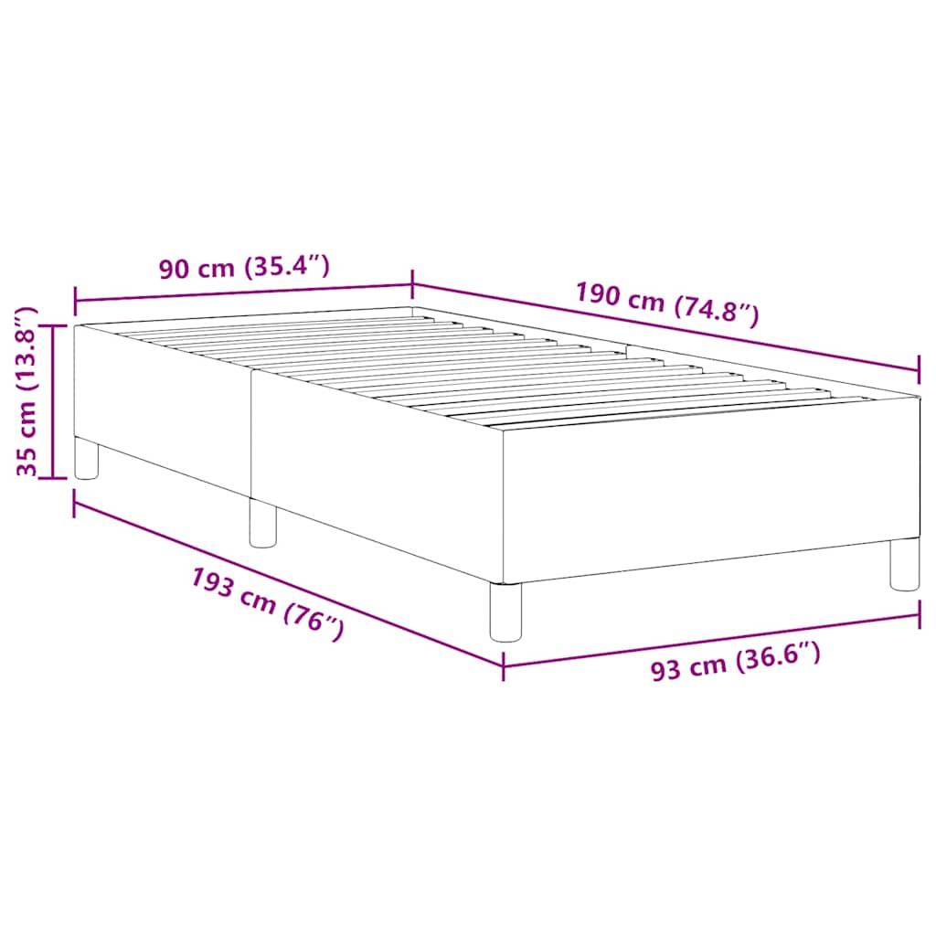 Boxspringbett Hellgrau 90 x 190 cm Cordstoff