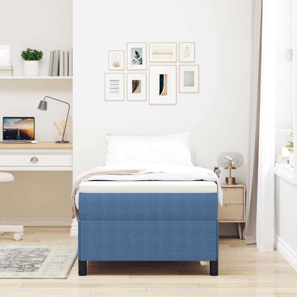 Boxspringbett Blau 90 x 200 cm Cordstoff
