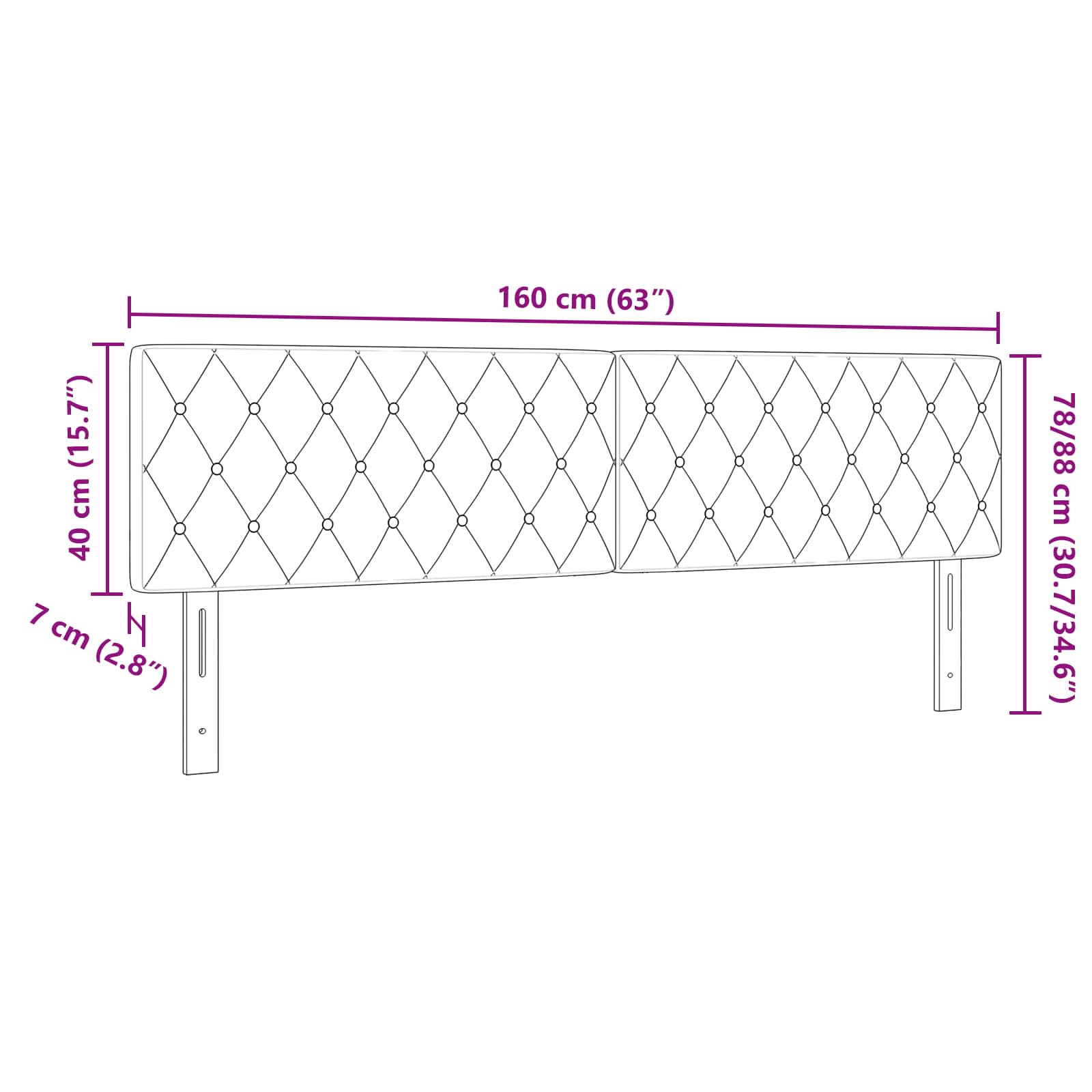 Kopfteil Schwarz 160 cm Samt