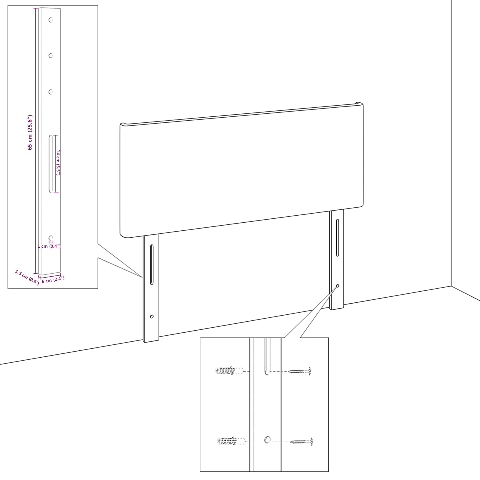 Kopfteil Schwarz 160 cm Samt