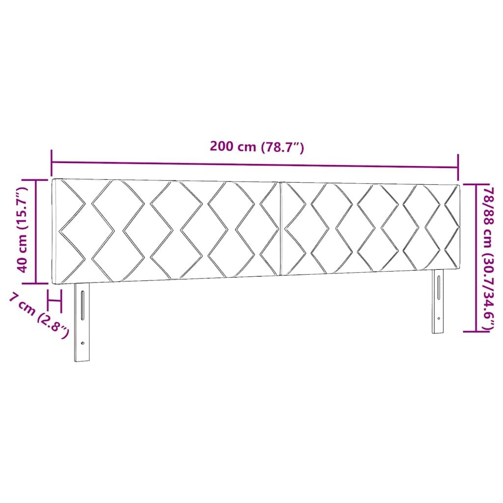 Kopfteil Schwarz 200 cm Samt