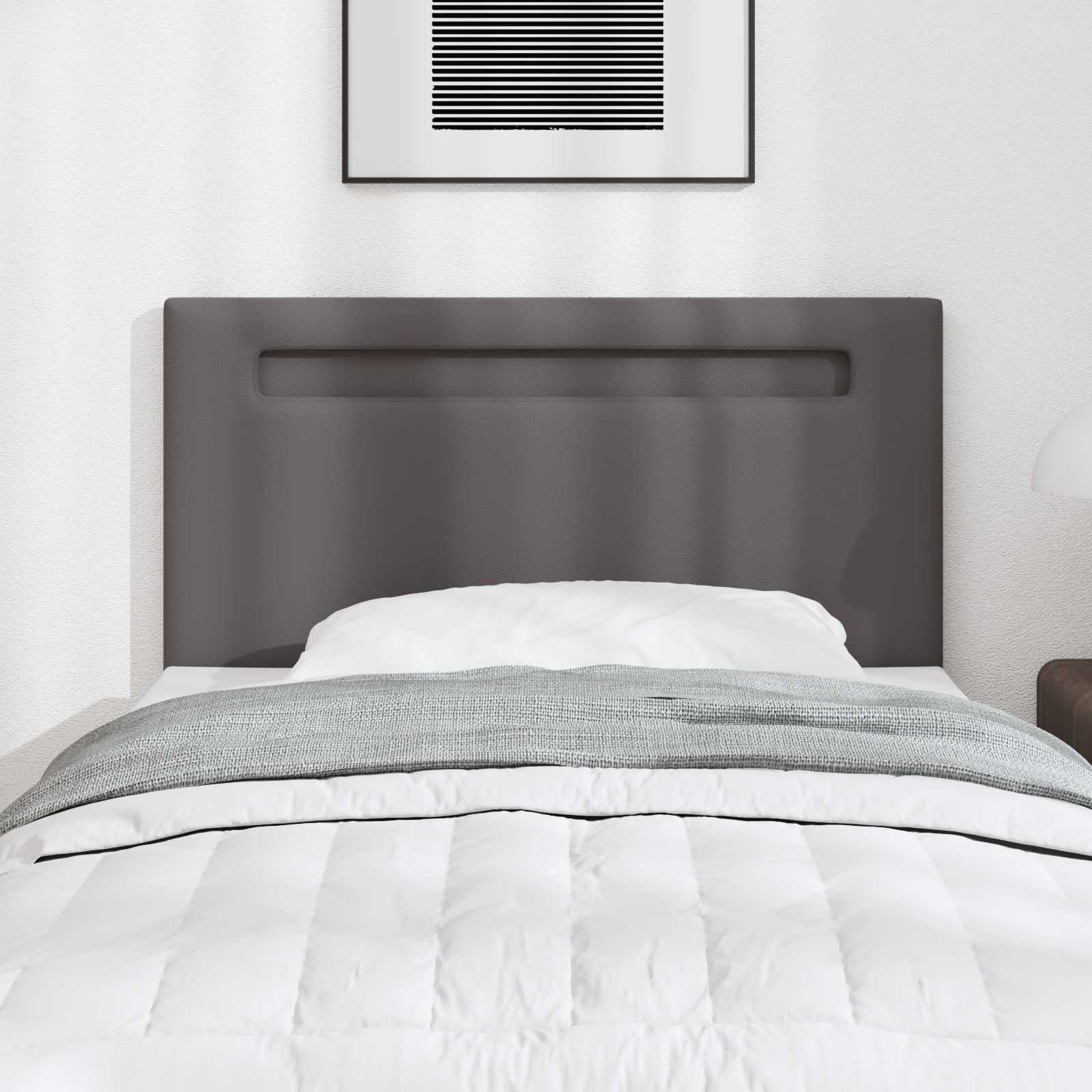 LED Kopfteil Grau 90 cm Kunstleder