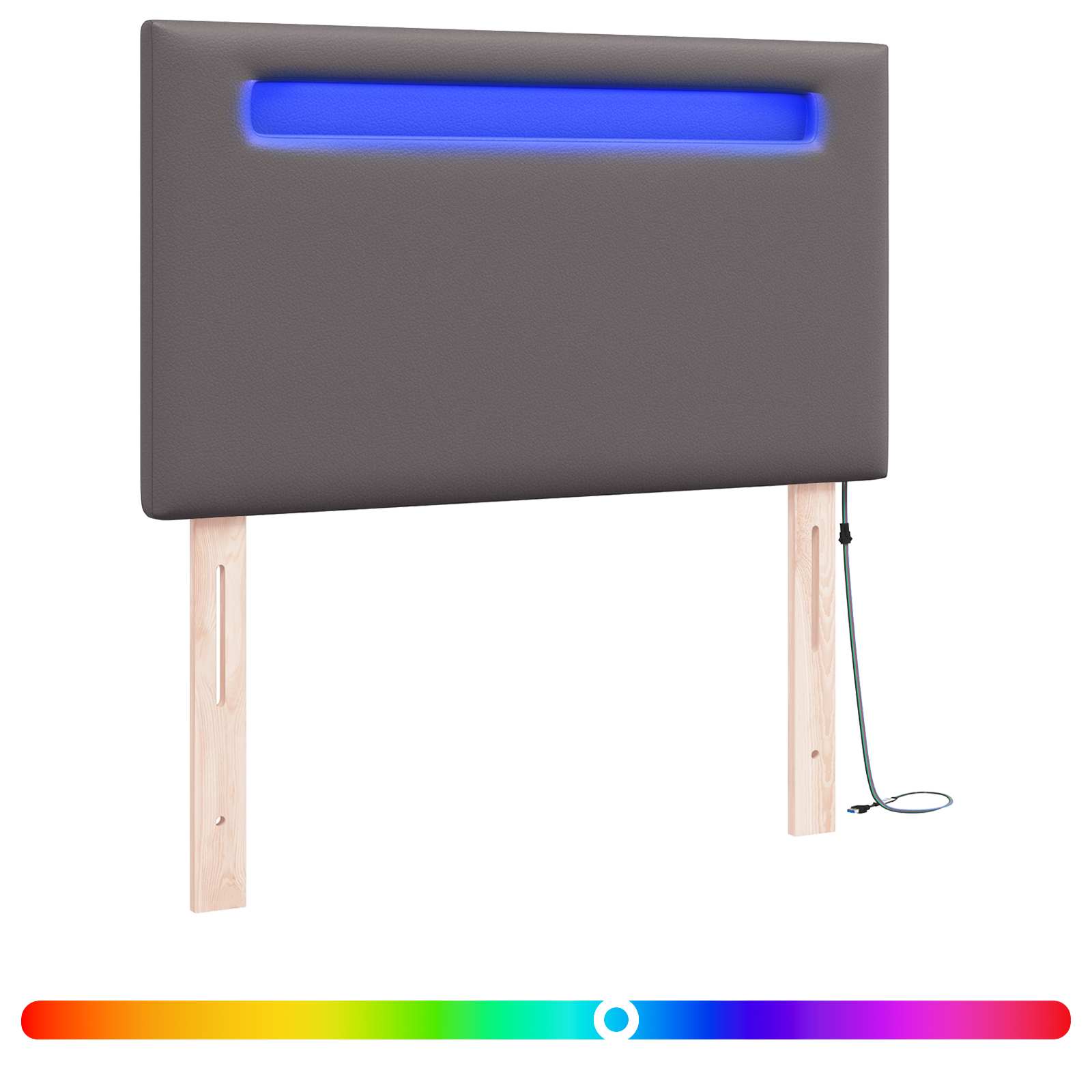 LED Kopfteil Grau 90 cm Kunstleder