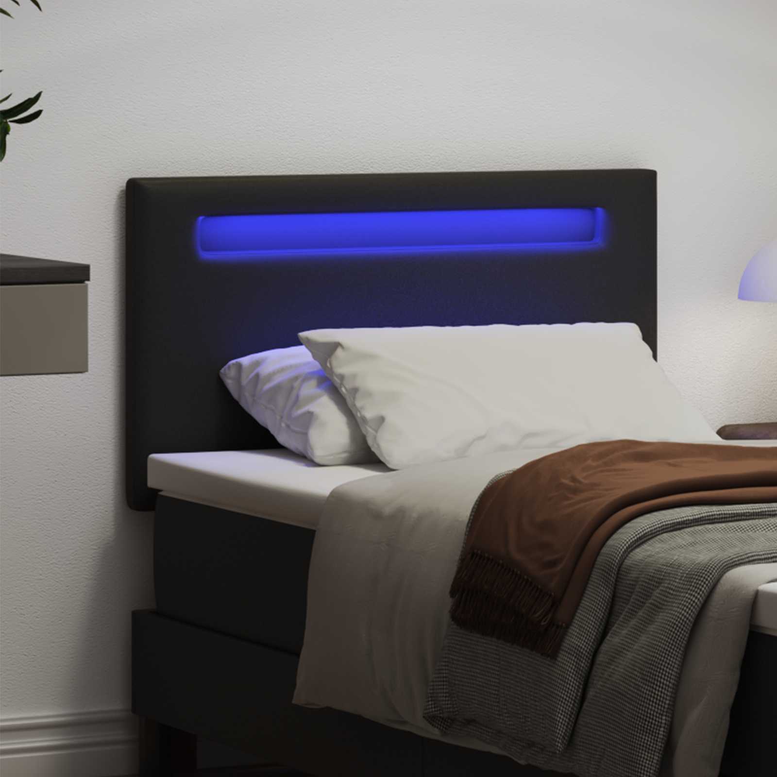 LED Kopfteil Schwarz 100 cm Kunstleder