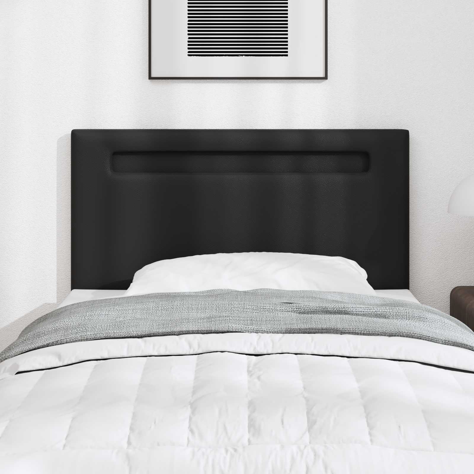 LED Kopfteil Schwarz 100 cm Kunstleder