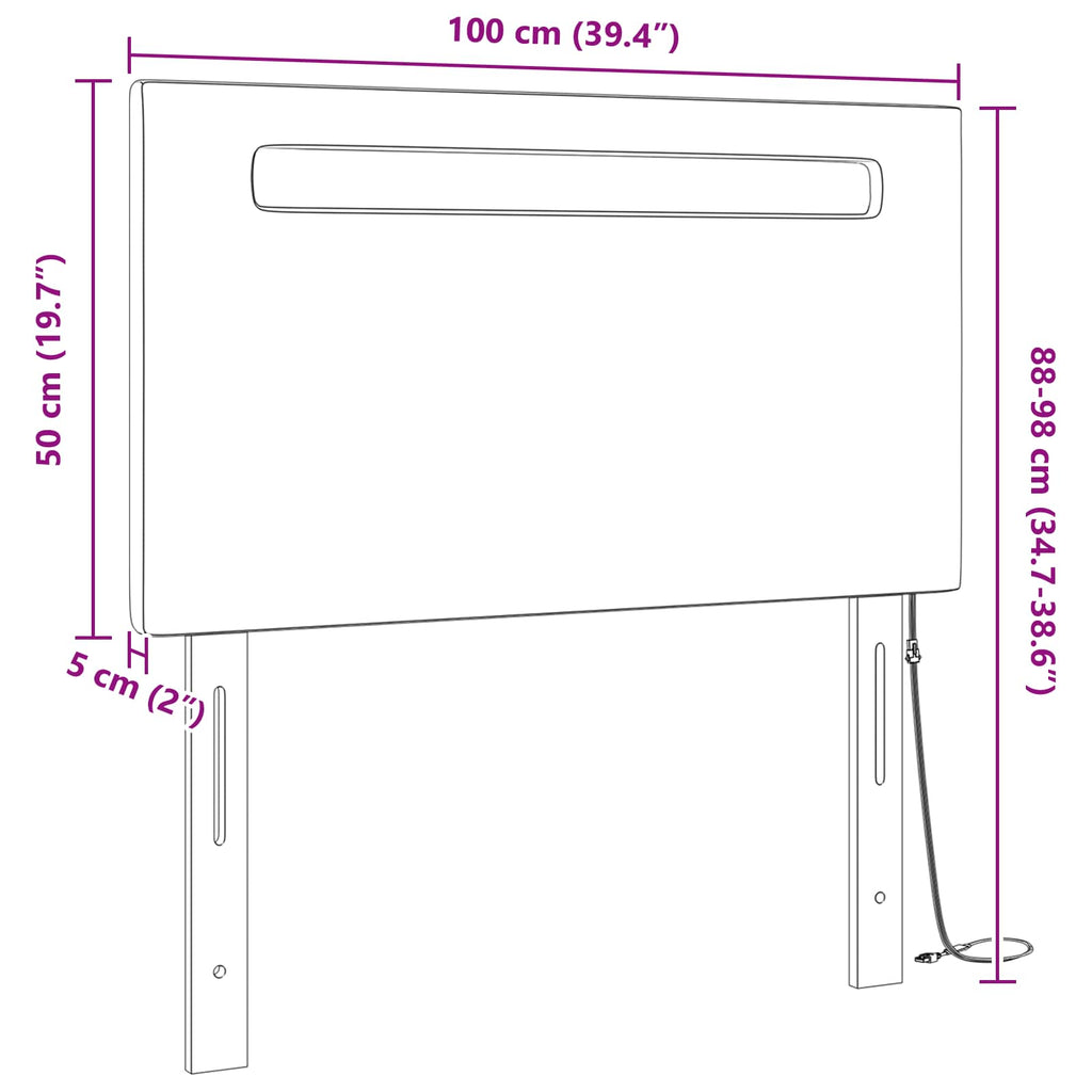 LED Kopfteil Schwarz 100 cm Kunstleder