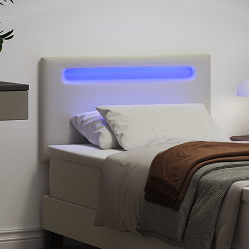 LED Kopfteil Weiß 100 cm Kunstleder