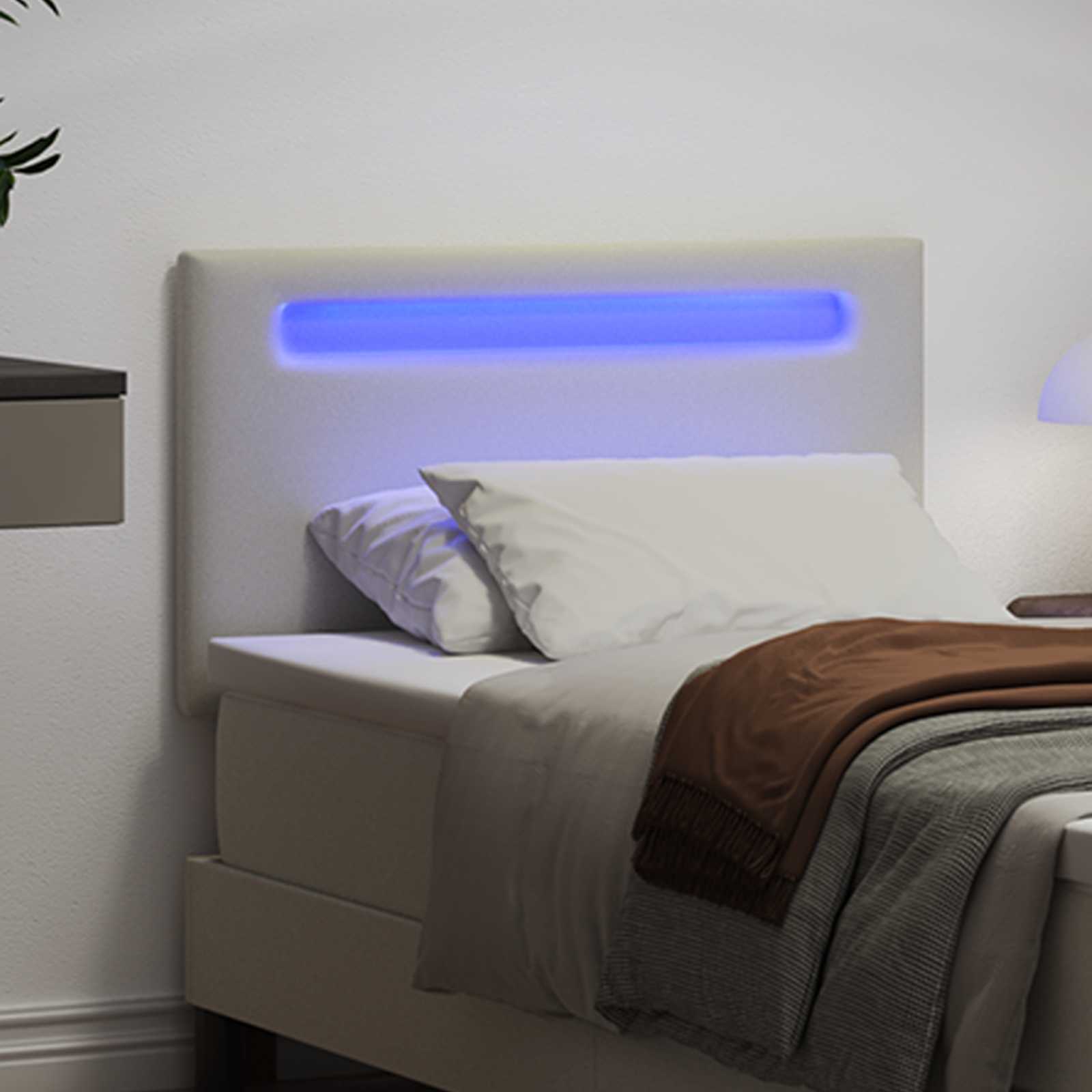 LED Kopfteil Weiß 100 cm Kunstleder