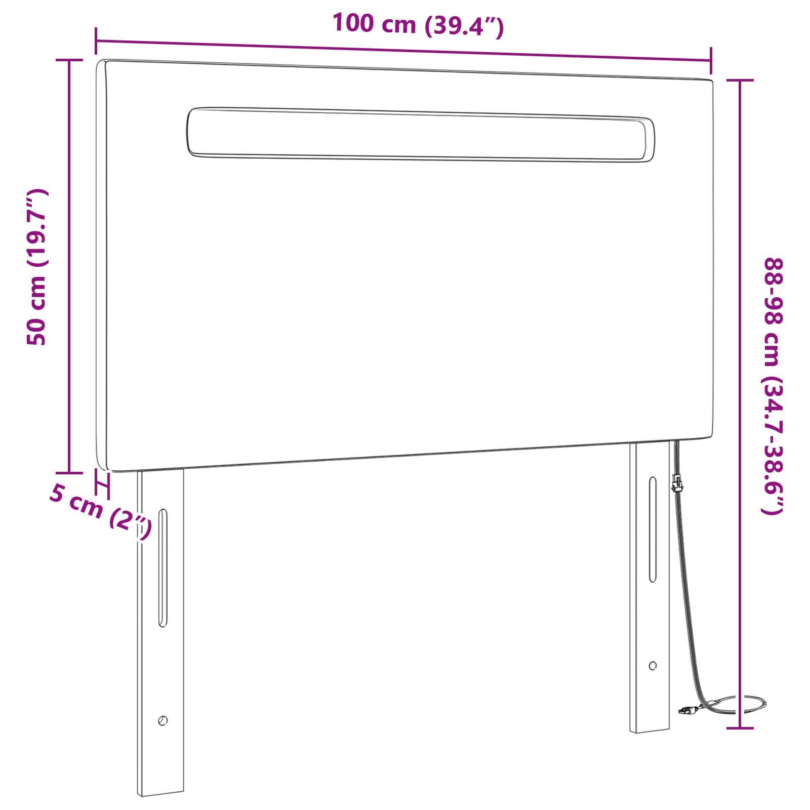 LED Kopfteil Weiß 100 cm Kunstleder