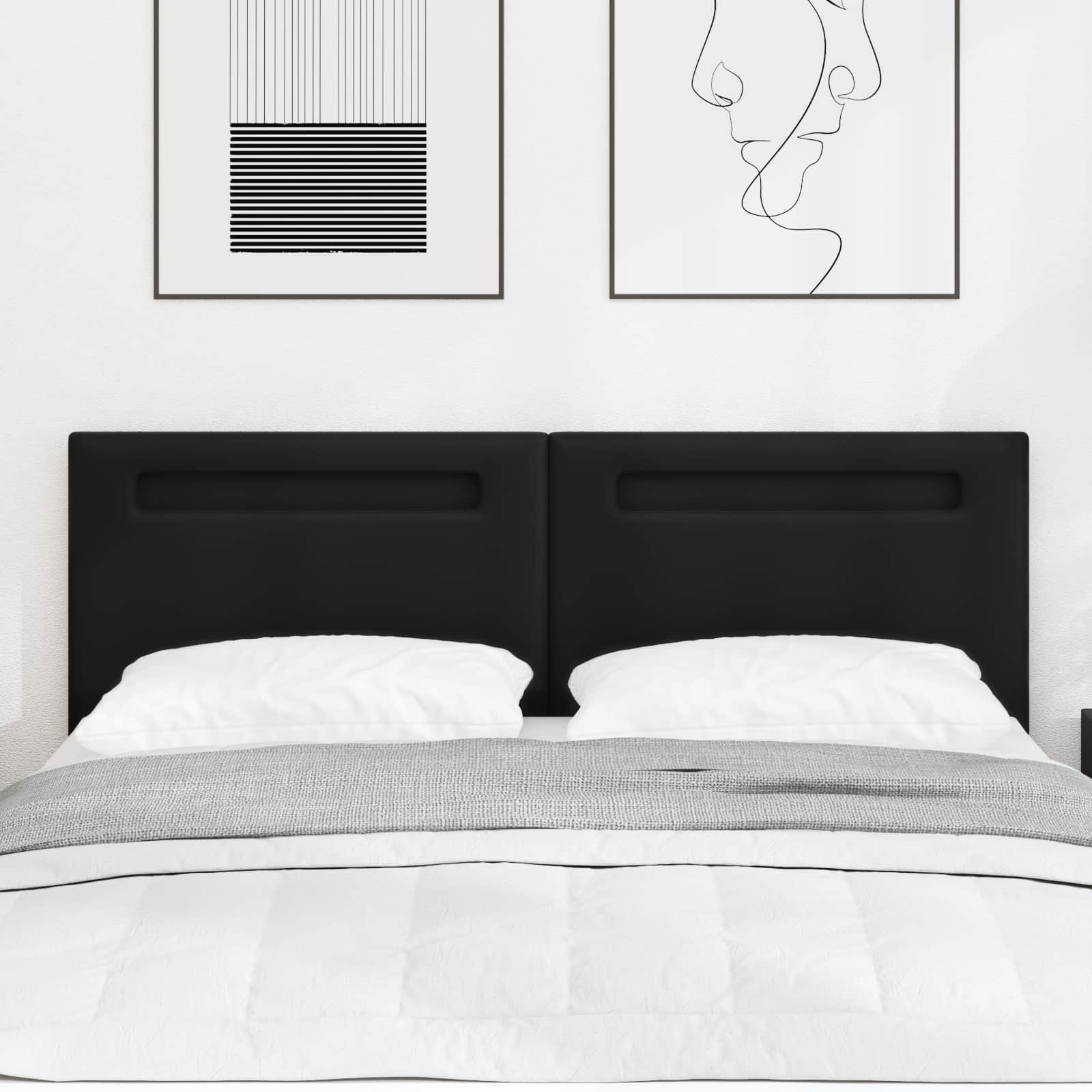 LED Kopfteil Schwarz 144 cm Kunstleder