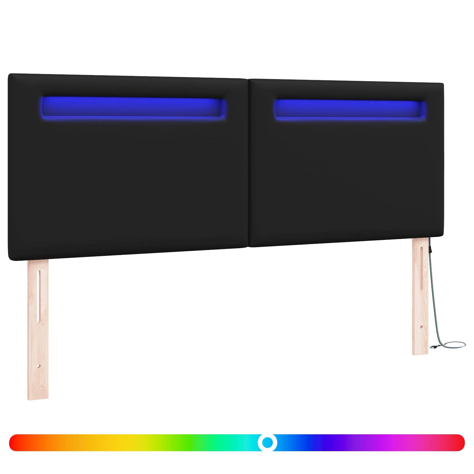 LED Kopfteil Schwarz 144 cm Kunstleder