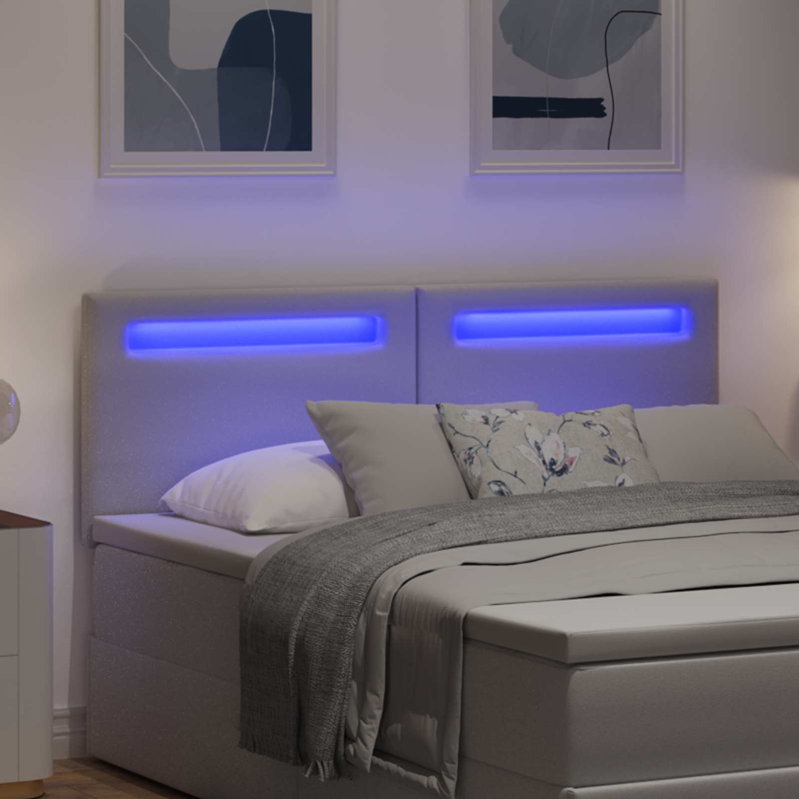 LED Kopfteil Weiß 160 cm Kunstleder