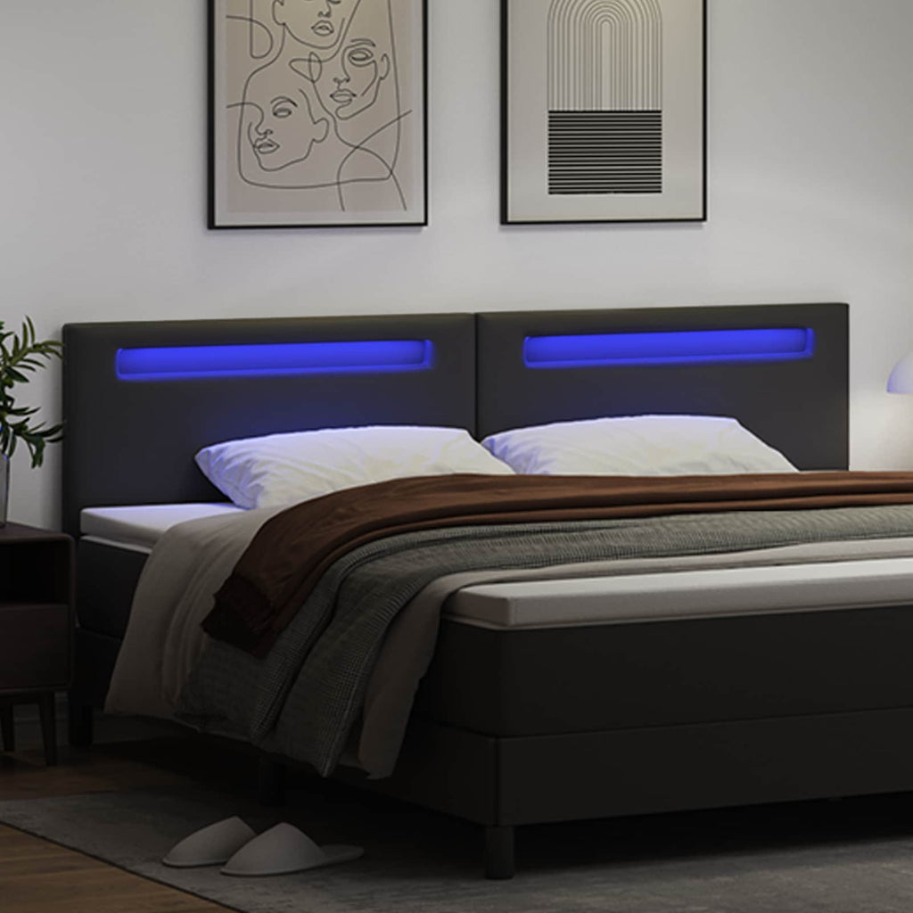 LED Kopfteil Schwarz 200 cm Kunstleder