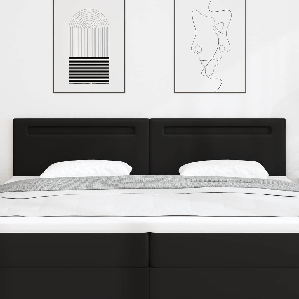 LED Kopfteil Schwarz 200 cm Kunstleder