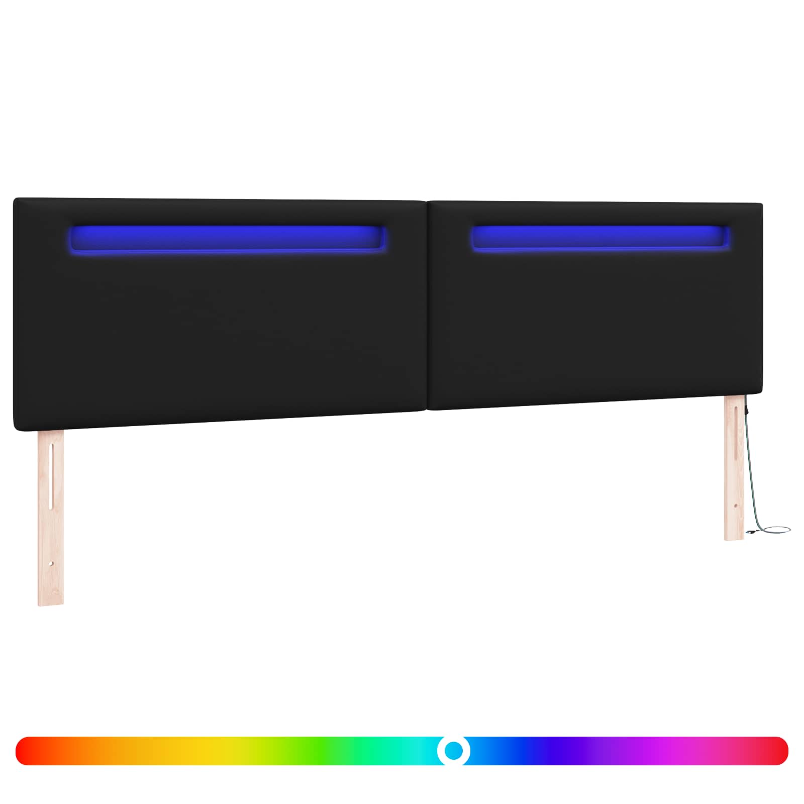 LED Kopfteil Schwarz 200 cm Kunstleder