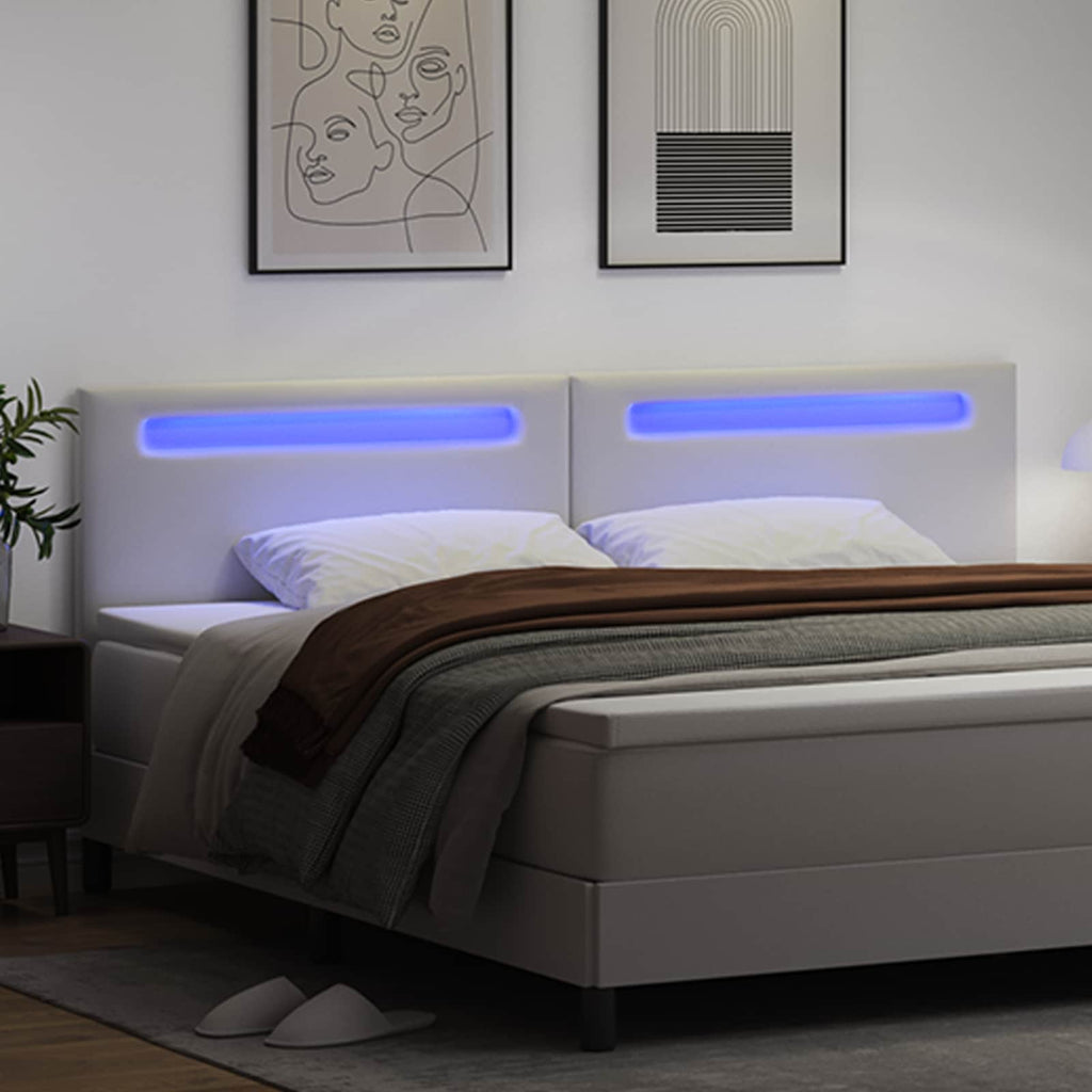 LED Kopfteil Weiß 200 cm Kunstleder