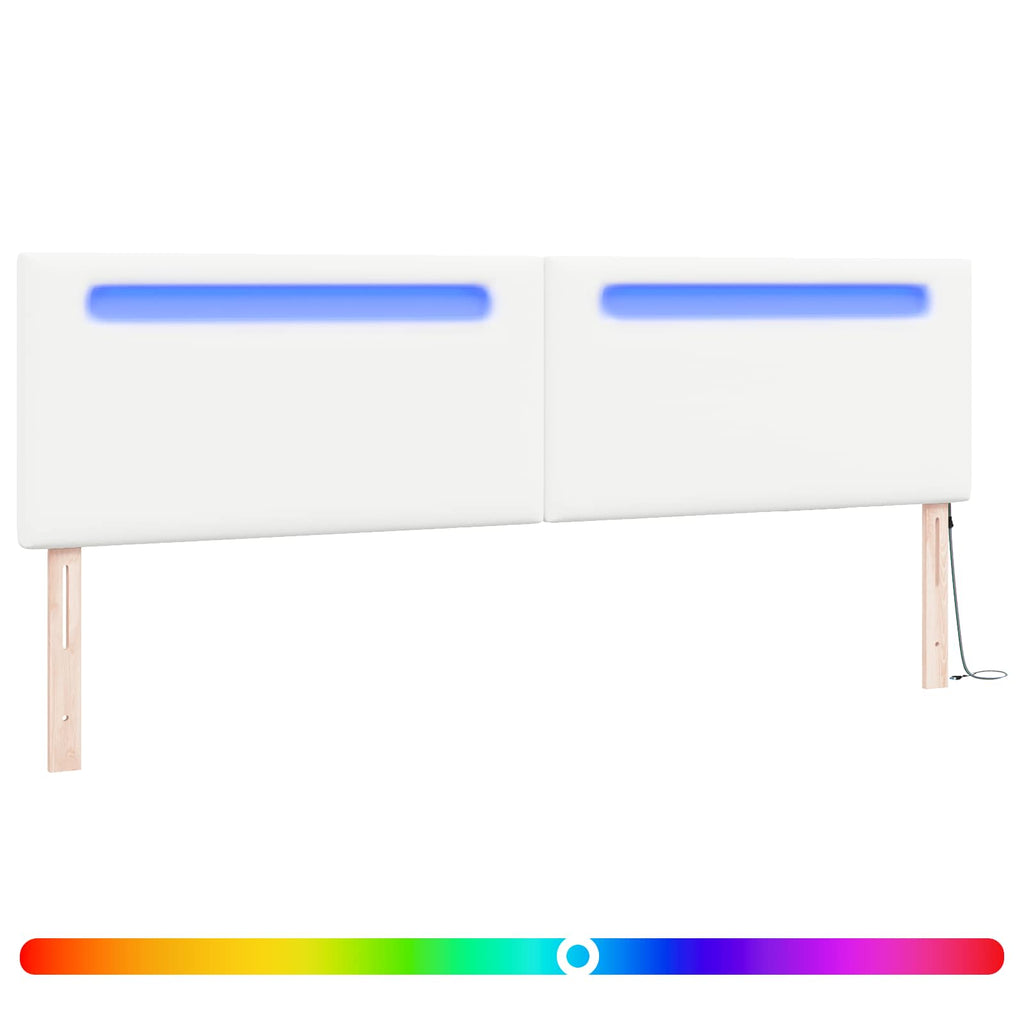 LED Kopfteil Weiß 200 cm Kunstleder
