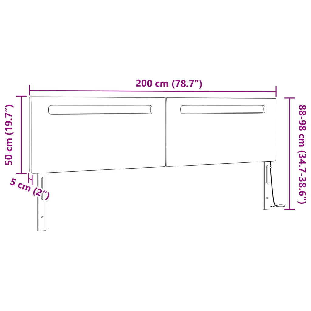 LED Kopfteil Weiß 200 cm Kunstleder