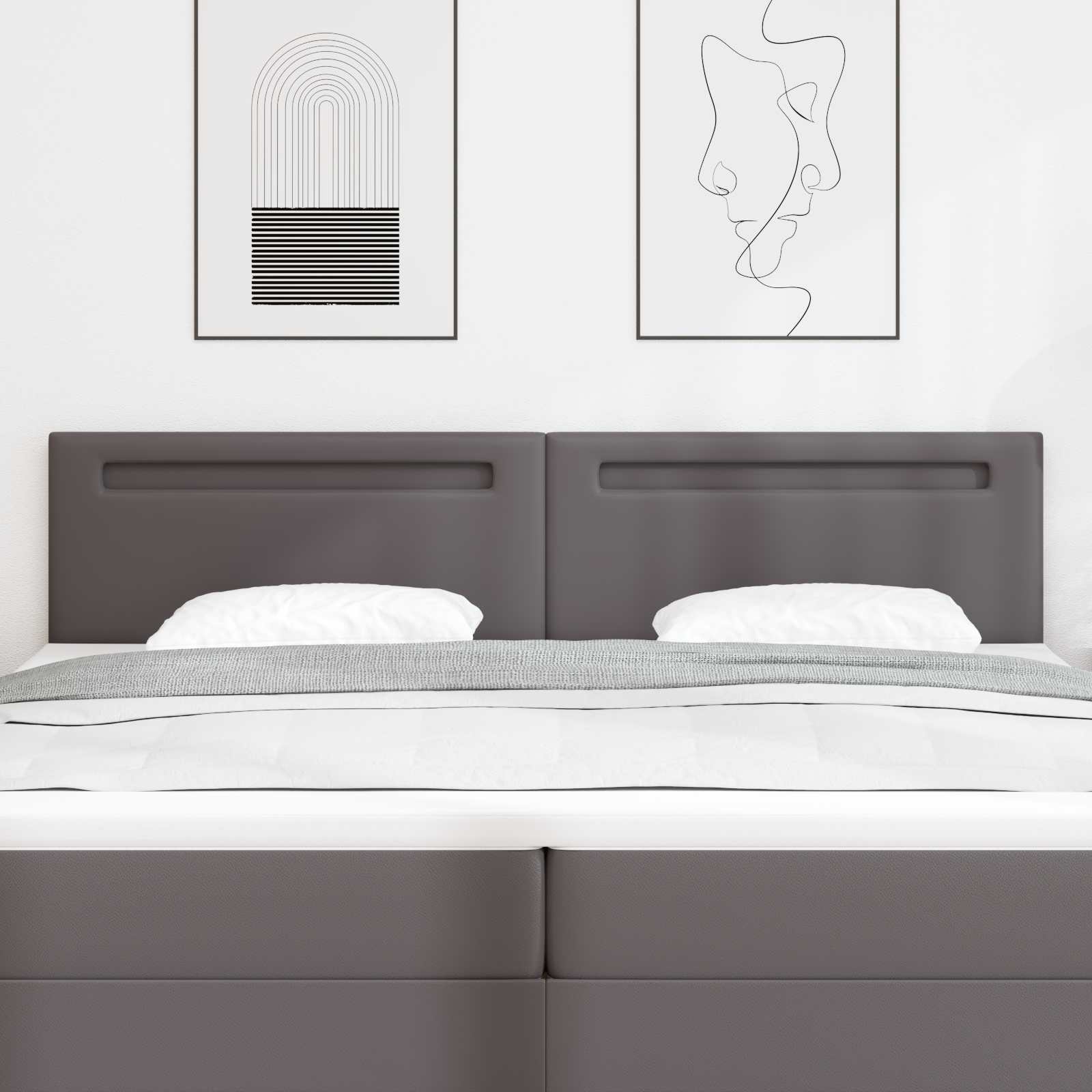 LED Kopfteil Grau 200 cm Kunstleder