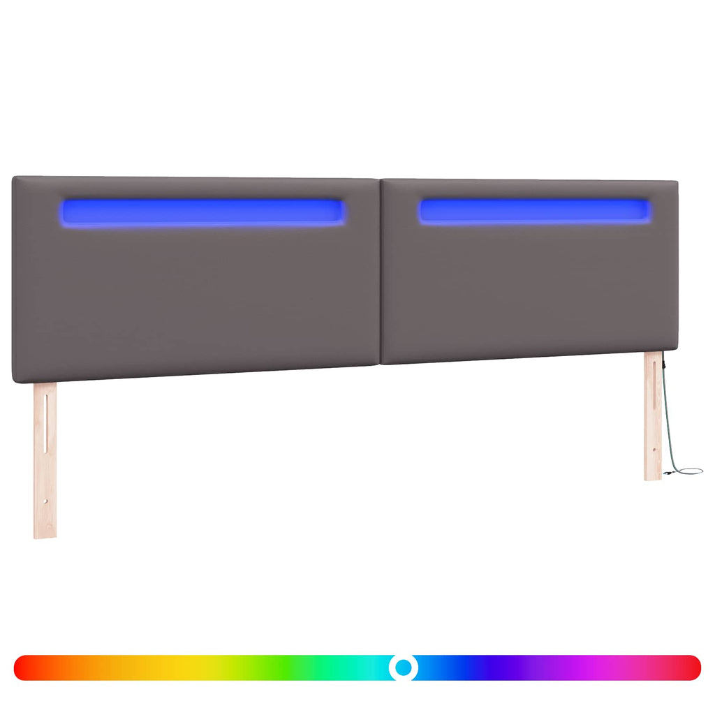 LED Kopfteil Grau 200 cm Kunstleder