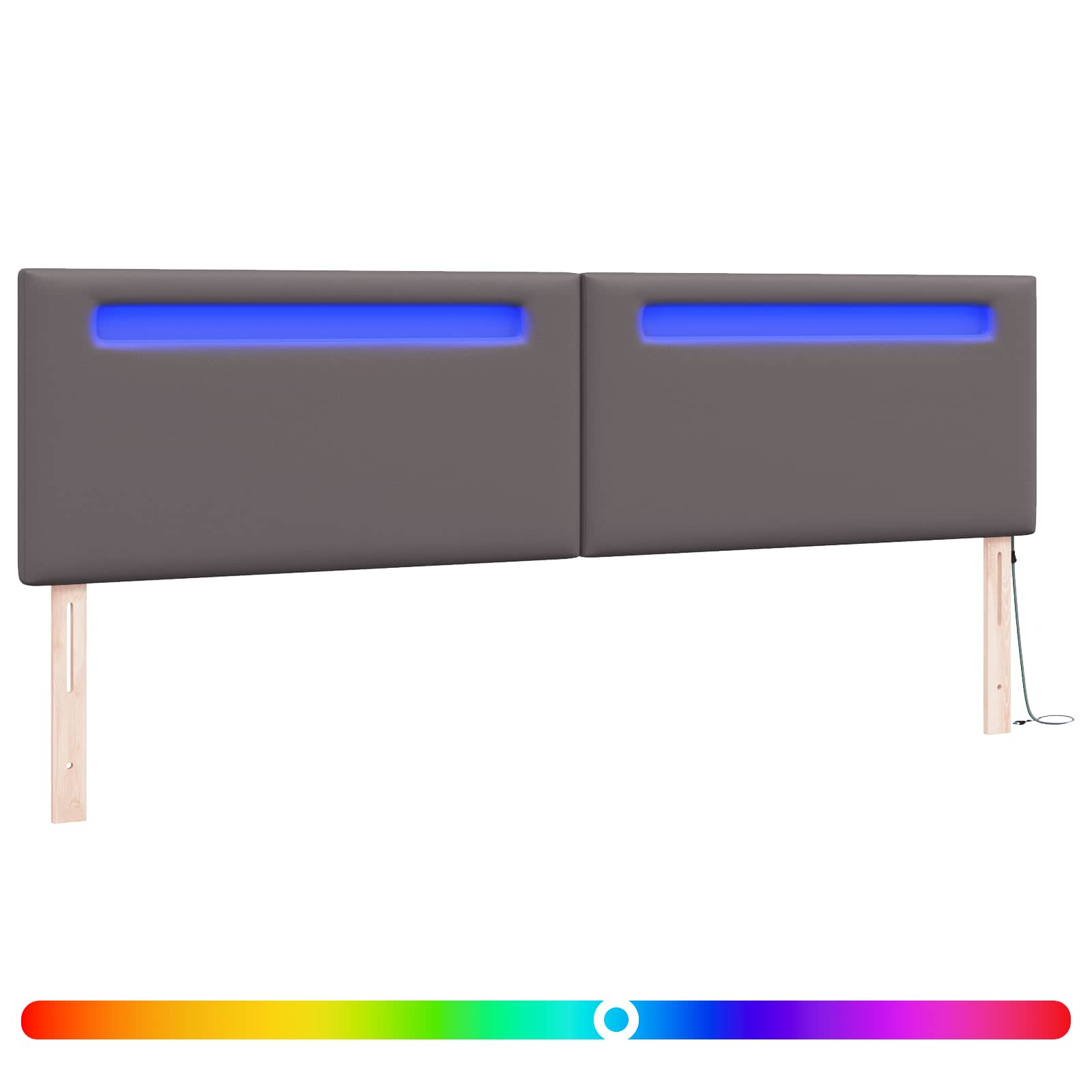 LED Kopfteil Grau 200 cm Kunstleder